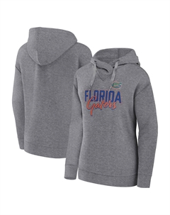 Женский пуловер с капюшоном с логотипом Heather Grey Florida Gators Script Favorite Fanatics