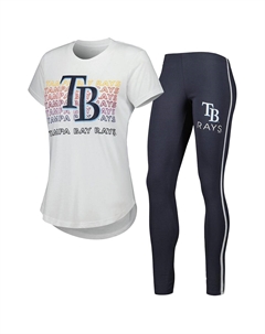 Женский комплект для сна из белой футболки и леггинсов Tampa Bay Rays Sonata белого, темно-серого цвета Concepts sport