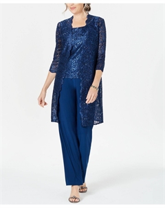 3 шт. Кружевной брючный костюм и куртка с блестками R&m richards