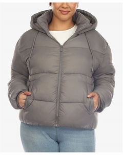 Бомбер больших размеров с капюшоном и пуховиком, серый White mark