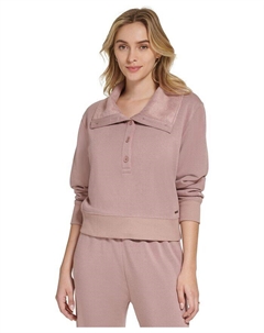 Женский пушистый флисовый свитшот Henley, красный Marc new york