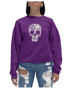 Женский свитшот с круглым вырезом в стиле рок-н-ролл с черепом Word Art, фиолетовый La pop art