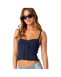 Женская трикотажная майка с кружевом, синий Edikted