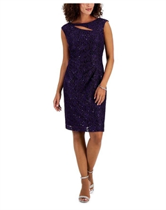 Женское платье-футляр из кружева с пайетками, фиолетовый Connected