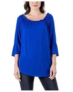 Женская туника свободного кроя с рукавами-колокольчиками, синий 24seven comfort apparel