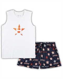 Женский комплект для сна белого, темно-синего цвета Houston Astros больших размеров из майки и шорт Concepts sport