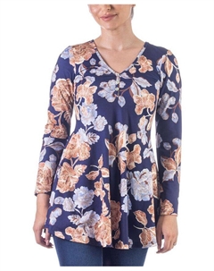 Женская туника с длинными рукавами и v-образным вырезом, мультиколор 24seven comfort apparel