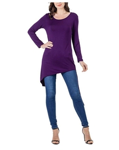 Женская туника длиной до колена с длинными рукавами, фиолетовый 24seven comfort apparel