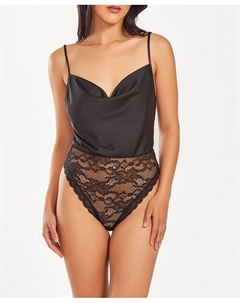 Женское цельное боди из эластичного кружевного нижнего белья на косточках, черный Icollection