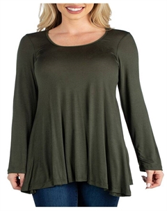 Женская расклешенная туника с длинными рукавами и расклешенным верхом-туникой, цвет Medium Green 24seven comfort apparel