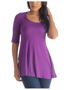 Женская свободная туника с рукавами до локтя, фиолетовый 24seven comfort apparel