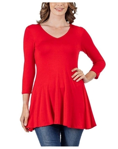 Женская туника с рукавами три четверти и v-образным вырезом, красный 24seven comfort apparel