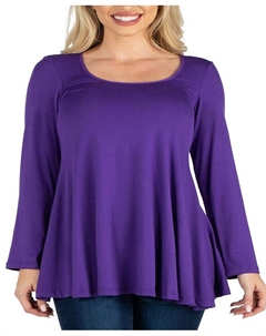 Женская расклешенная туника с длинными рукавами и расклешенным верхом-туникой, фиолетовый 24seven comfort apparel