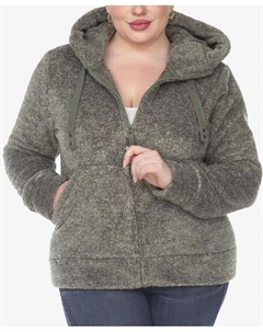 Куртка из шерпы больших размеров с капюшоном, цвет Olive White mark