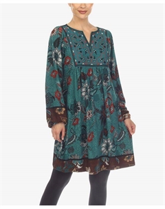 Женское платье-свитер с вышивкой пейсли, цвет Teal White mark