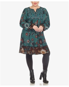 Платье-свитер больших размеров с цветочной вышивкой пейсли, цвет Aqua White mark