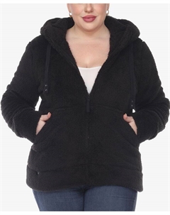 Куртка из шерпы больших размеров с капюшоном, черный White mark