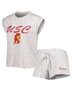 Женский кремовый комплект для сна из футболки и шорт USC Trojans Montana Concepts sport