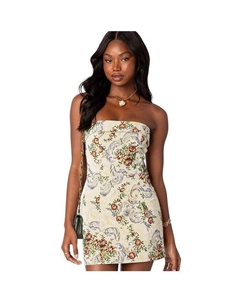 Женское мини-платье со шнуровкой и цветочным гобеленом, тан/бежевый Edikted