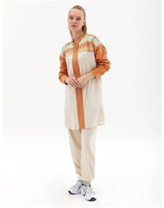 Оранжевая туника с украшением камнями на молнии Kayra