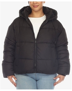 Бомбер больших размеров с капюшоном и пуховиком, черный White mark