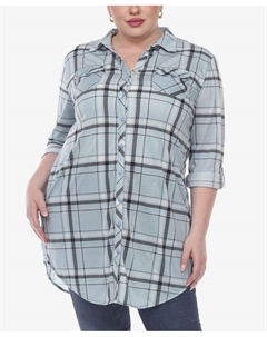 Топ-туника в клетку больших размеров, цвет Blue White mark