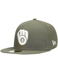 Мужская оливковая шляпа с логотипом Milwaukee Brewers, белая 59Fifty, приталенная шляпа New era