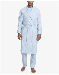 Мужской хлопковый халат в клетку с оконным стеклом Nautica