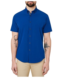 Мужская приталенная синяя спортивная рубашка на пуговицах, синий Society of threads