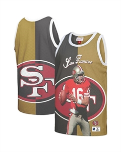 Мужская майка с графическим рисунком Joe Montana, черная, золотистая San Francisco 49ers Mitchell and ness