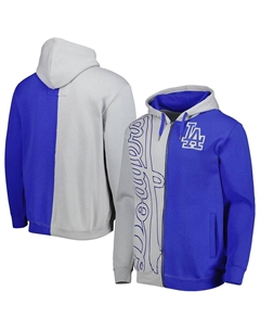 Мужская флисовая толстовка с молнией во всю длину Los Angeles Dodgers королевского и белого цветов Mitchell and ness