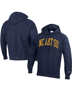 Мужская темно-синяя толстовка с капюшоном north carolina a&t aggies tall arch pullover, синий Champion