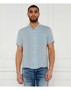 Льняная рубашка Эллино Straight fit, синий Hugo