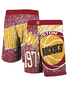Мужские шорты mitchell ness red houston rockets hardwood classics jumbotron sublimated shorts, красный Mitchell and ness