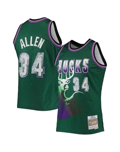 Мужская майка Рэй Аллен Грин Милуоки Бакс 1996-97 годов Hardwood Classics 75th Anniversary Diamond Swingman Mitchell and ness