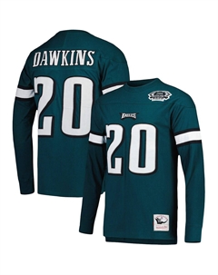 Мужская футболка с длинными рукавами и именем и номером игрока Брайана Докинза Midnight Green Philadelphia Eagles Mitchell and ness