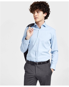 Мужская однотонная классическая рубашка приталенного кроя Hugo
