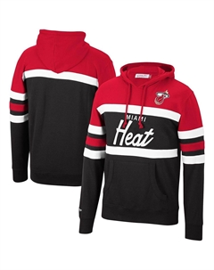 Мужская красно-черная толстовка с капюшоном miami heat head coach, мульти Mitchell and ness