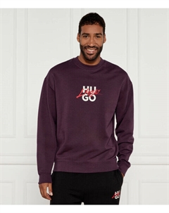 Свитер с капюшоном Relaxed fit, фиолетовый Hugo