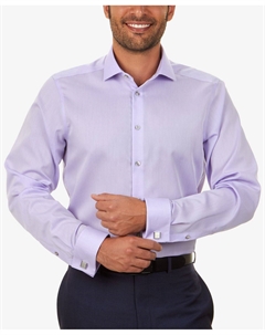 Мужская классическая рубашка slim-fit non-iron performance в елочку с французскими манжетами, фиолетовый Calvin klein