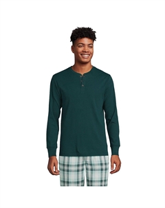 Мужская трикотажная пижама в рубчик с футболкой Henley Lands' end