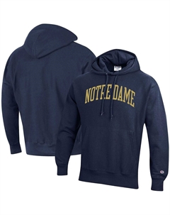 Мужской темно-синий пуловер с капюшоном Notre Dame Fighting Irish Team Arch обратного переплетения Champion