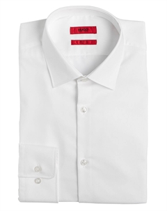 Мужская классическая рубашка slim fit из цельного хлопка, белый Hugo