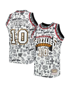 Мужская майка Майка Бибби Уайт Ванкувер Гриззлис 1998-99 гг. из твердой древесины Classics Doodle Swingman Player Mitchell and ness