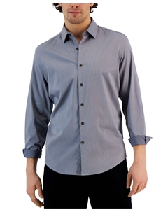 Мужская современная рубашка классического кроя стрейч в горошек на пуговицах с добби Alfani