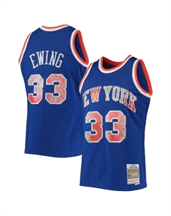 Мужская синяя майка Патрика Юинга New York Knicks 1991-92 Hardwood Classics Diamond Swingman, посвященная 75-летнему юбилею Mitchell and ness