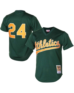 Мужская тренировочная майка Rickey Henderson Green Oakland Athletics 1998 Cooperstown Mesh ватин Mitchell and ness