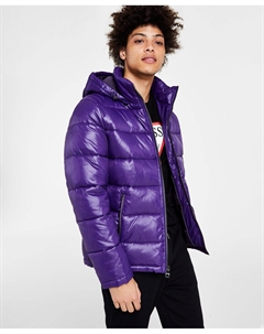 Мужской пуховик с капюшоном, фиолетовый Guess