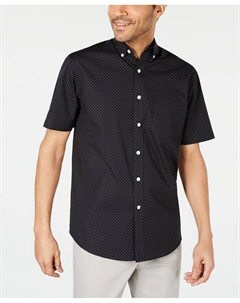 Мужская рубашка из стрейч-хлопка с принтом в мелкий горошек, созданная для macy's, черный Club room
