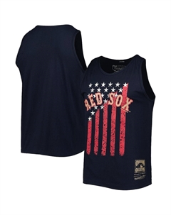 Мужская темно-синяя майка Boston Red Sox Cooperstown Collection Stars and Stripes Mitchell and ness